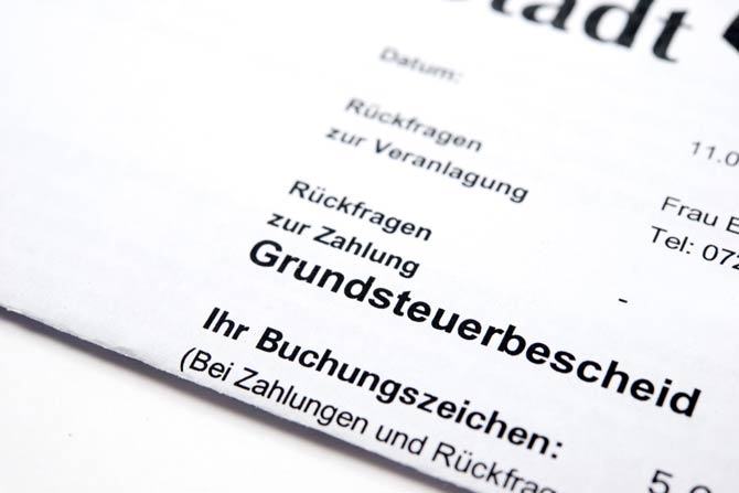 Grundsteuerbescheid durch Städte und Gemeinden