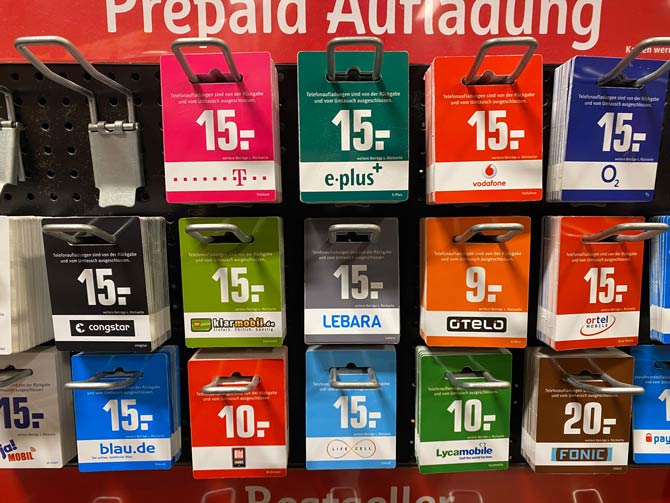 Prepaid-Tarife mit unterschiedlichen Leistungen