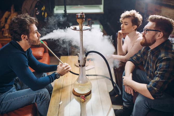 Smoking shisha with friends