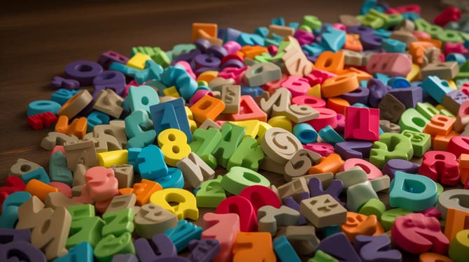 Zahlen und Buchstaben in Farbe